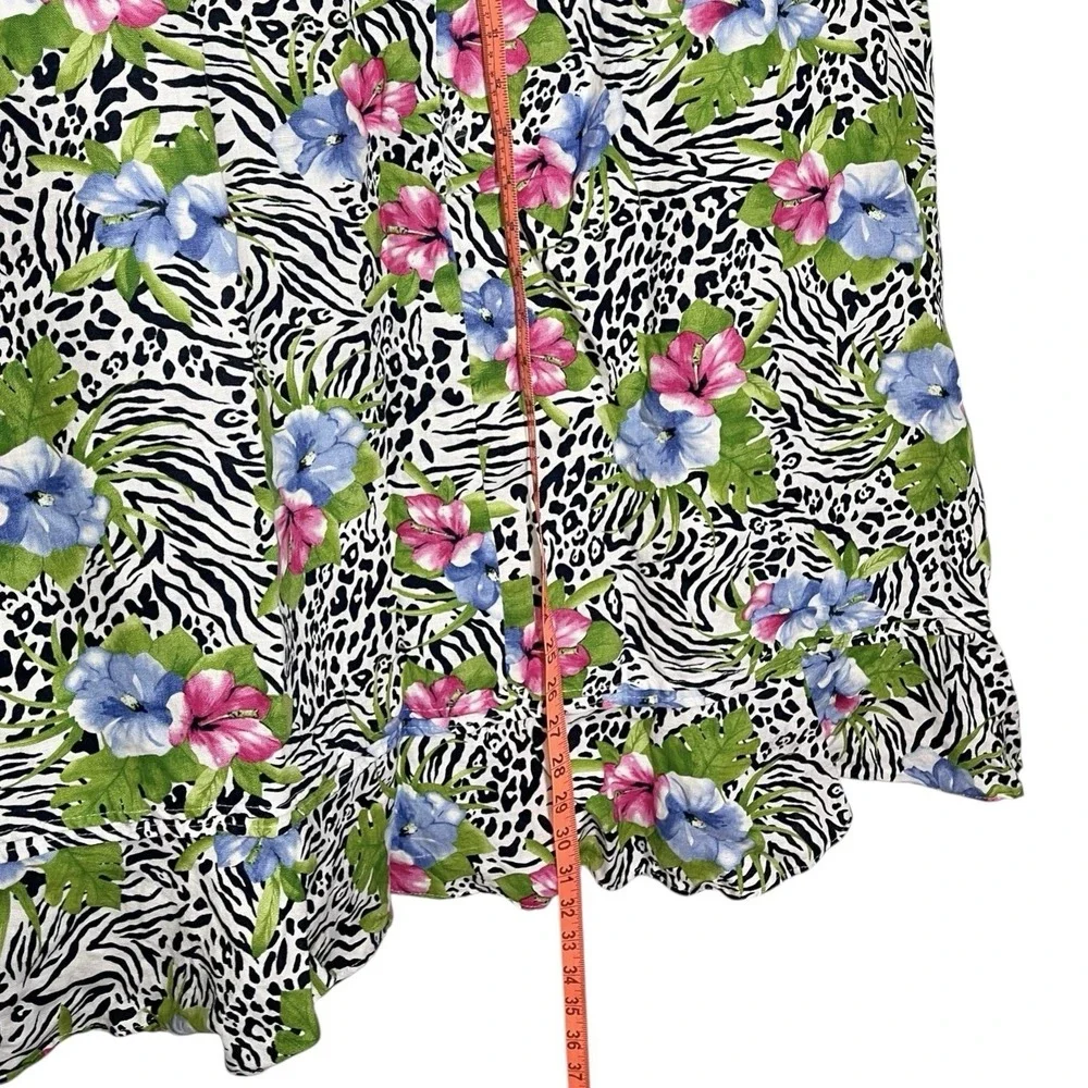 2pk‎ Choices XL Multicolor Linen Skirt Floral Animal Print Tropical Coastal